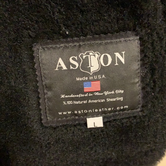 Aston (NY) black genuine shearling sheepskin car coat - Picture 3 of 6